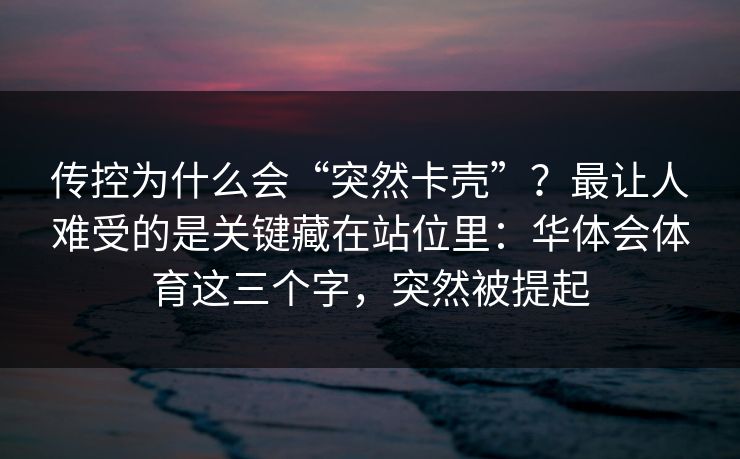 传控为什么会“突然卡壳”?最让人难受的是关键藏在站位里:华体会体育这三个字,突然被提起 传控为什么会“突然卡壳”?最让人难受的是关键藏在站位里:华体会体育这三个字,突然被提起