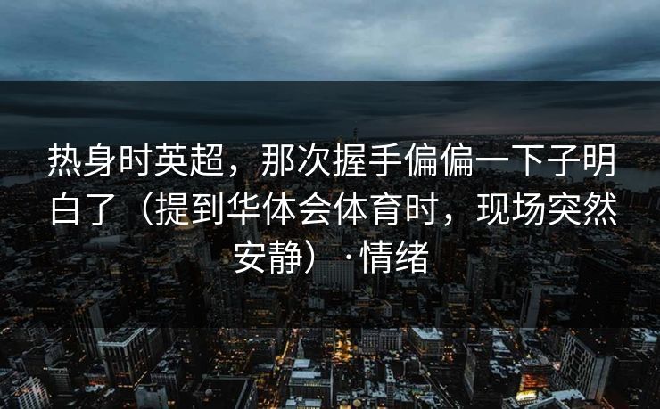热身时英超，那次握手偏偏一下子明白了（提到华体会体育时，现场突然安静）·情绪