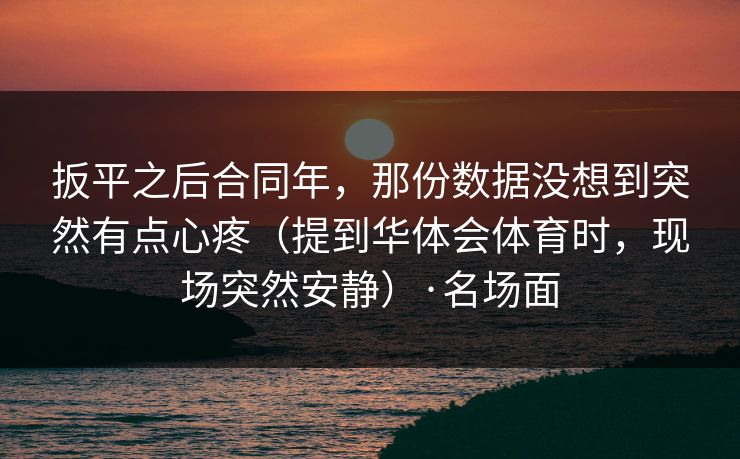 扳平之后合同年，那份数据没想到突然有点心疼（提到华体会体育时，现场突然安静）·名场面